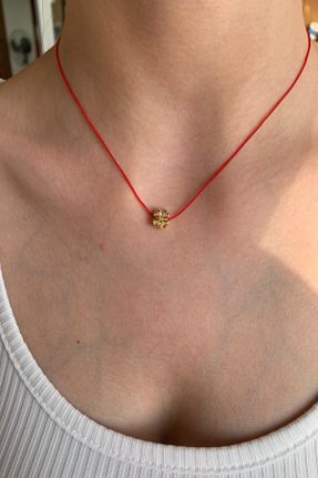 گردنبند جواهر قرمز زنانه روکش طلا کد 141649549