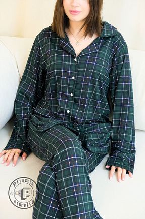 ست لباس راحتی سبز زنانه طرح دار Pijamia - کد 932383127