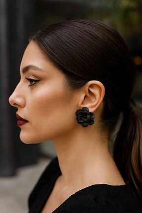 گوشواره جواهر مشکی میخ Lu Atelier - کد 874955921
