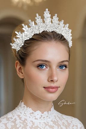 تاج سفید زنانه سنگ کریستال SHEKA - کد 389483701
