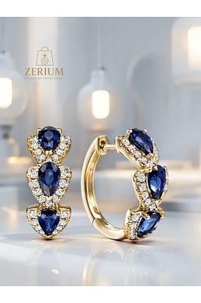 گوشواره استیل (فولاد) آبی زنانه سنک زیرکون ZERİUM - کد 955851080