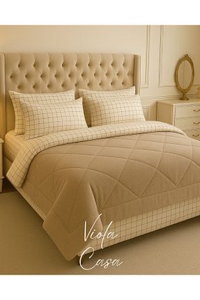 ست لحاف و روکش لحاف و روکش بالش دو نفره بژ رافورس violacasa - کد 789060865