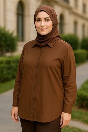 پیراهن حجاب قهوه ای زنانه رگولار Patika - کد 315349043
