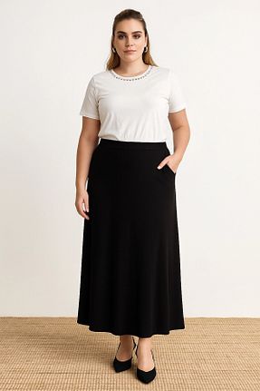 دامن سایز بزرگ مشکی زنانه بافتنی Stil Diva - کد 845568756