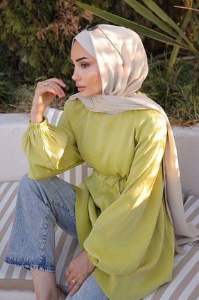 تونیک حجاب سبز زنانه مخلوط پلی استر İmajButik - کد 940256545