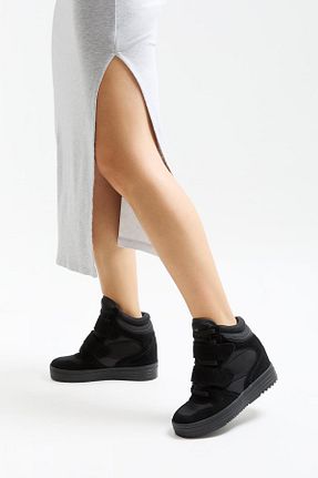 کفش اسنیکر مشکی زنانه بند دار Bershka - کد 951547460