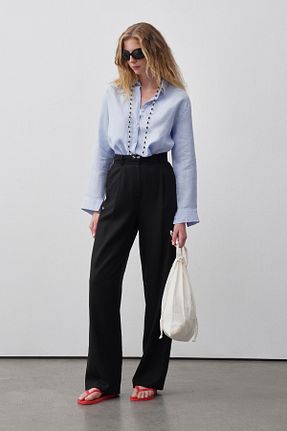 شلوار مشکی زنانه کتان mathilda store - کد 939868639