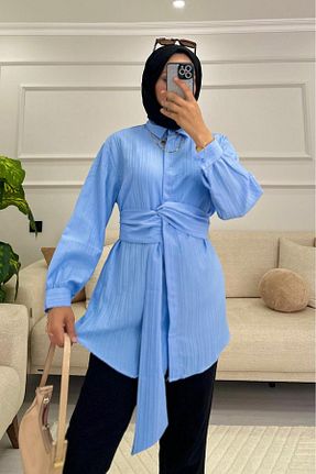 پیراهن حجاب آبی زنانه رگولار HİFADEN - کد 871530932