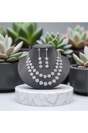 ست جواهر طوسی زنانه 3 تایی Perle Norie - کد 957116363