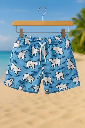 شلوارک ساحلی آبی بچه گانه بافتنی My Kids Wear - کد 800038067
