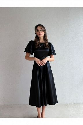 لباس مجلسی و فارغ التحصیلی مشکی زنانه ساتن ESSEDRESS - کد 813794734