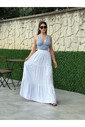 دامن سایز بزرگ سفید زنانه ویسکون ENDAMIM - کد 929815777