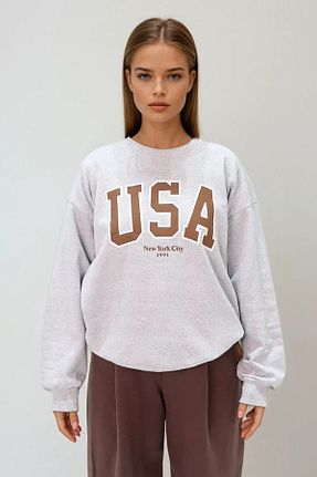 سوئیشرت قهوه ای زنانه چاپی VAGGON - کد 795967292