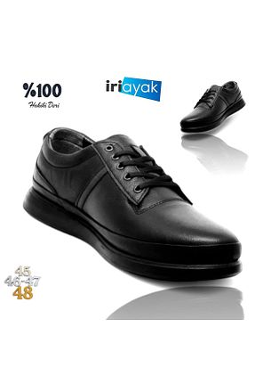 کفش کژوال مشکی مردانه چرم خالص İriayak - کد 466083778