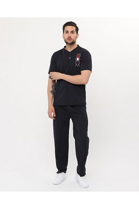 ست لباس راحتی سرمه ای مردانه چاپی LadyMina Pijama - کد 737017107