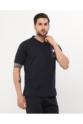 ست لباس راحتی سرمه ای مردانه چاپی LadyMina Pijama - کد 737017107