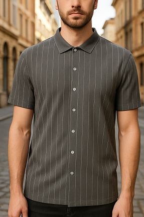 پیراهن طوسی مردانه گشاد DAMGA JEANS - کد 956106499