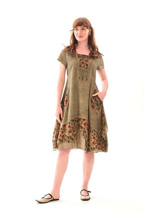 لباس سایز بزرگ زرد زنانه ویسکون ERC - کد 956343259
