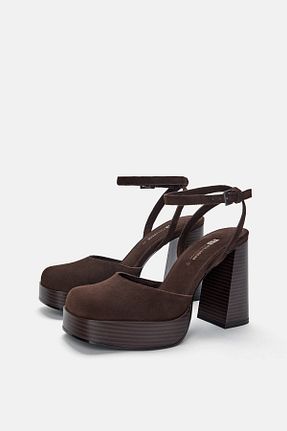 کفش پاشنه بلند کلاسیک قهوه ای زنانه جیر Pull & Bear - کد 956314691