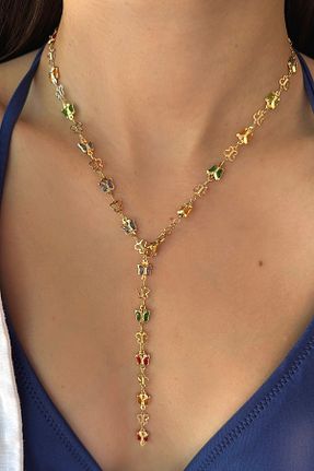 گردنبند جواهر زرد زنانه برنجی Okko Store - کد 956353793