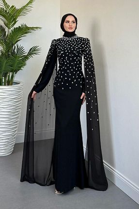 لباس مجلسی حجاب رنگی زنانه یقه ایستاده MERVEN AKYÜZ - کد 957748651