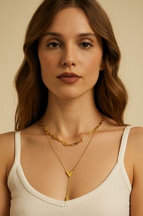 گردنبند استیل ( فولاد ) زرد زنانه استیل (فولاد) BESMYAR JEWELS - کد 957697963