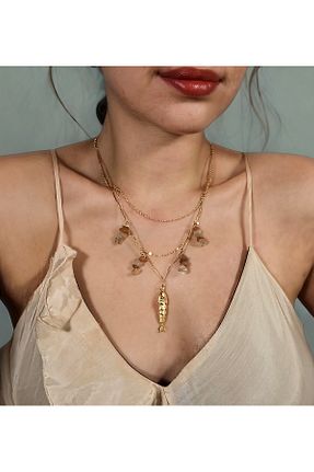 گردنبند جواهر قهوه ای زنانه سنگ طبیعی Handmade - کد 957726562