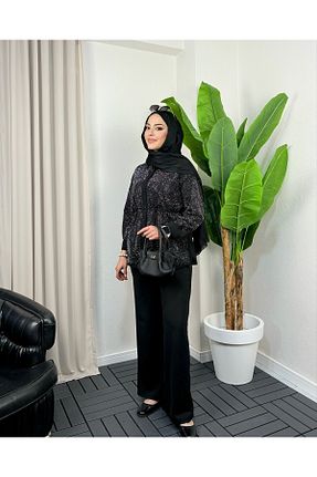 ست بالاتنه و پائین تنه مشکی زنانه اورسایز FA Butiq - کد 958039316