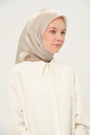 روسری بژ پنبه ای Madame Polo - کد 958145518