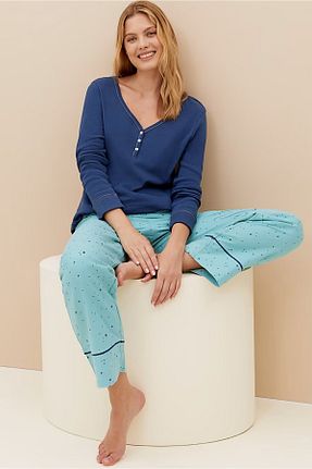 ست لباس راحتی آبی زنانه Puantiyeli DOFİ - کد 958275236