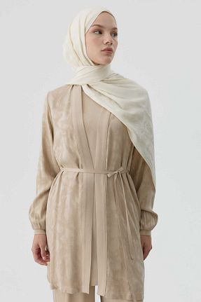 ست بالاتنه و پائین تنه حجاب بژ زنانه رگولار Tuğba - کد 958386030