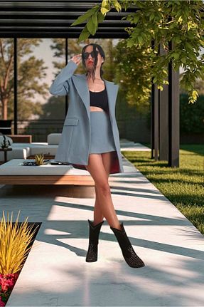 کت بلیزر آبی زنانه ترمه Fi designer - کد 880464277