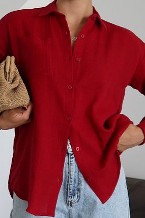 پیراهن زرشکی زنانه رگولار Mogi Butik - کد 946570730