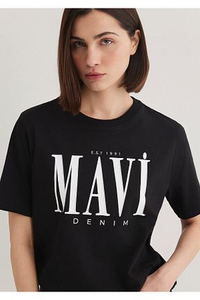 تیشرت مشکی زنانه یقه دوچرخه Mavi - کد 810719912