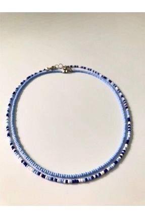 گردنبند جواهر آبی زنانه منجق Handmade - کد 717349968