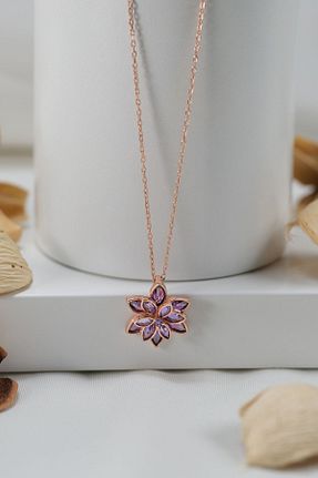 گردنبند نقره صورتی زنانه 925 عیار Şimal Silver - کد 790852545