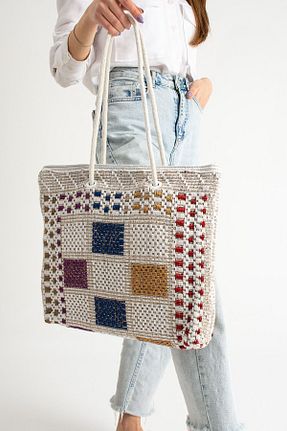 کیف ساحلی رنگی زنانه پارچه ای Moda Devrin - کد 806789782