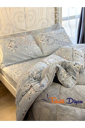 ست لحاف و روکش لحاف و روکش بالش دو نفره طوسی رافورس violacasa - کد 789063713