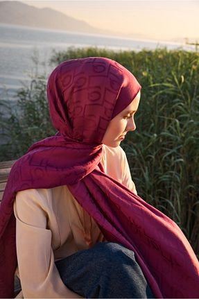 شال زرشکی زنانه ابریشم Qef - کد 949407764