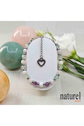 دستبند جواهر طوسی زنانه سنگ طبیعی Naturel Tılsım - کد 308306348