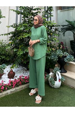 ست بالاتنه و پائین تنه سبز زنانه بافتنی Moda Lippa - کد 953079422