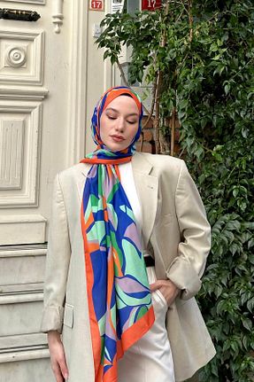 شال نارنجی زنانه پنبه پلی استر İpekhan - کد 771777045