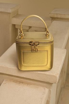 کیف دستی طلائی چرم مصنوعی Madamra - کد 956398125