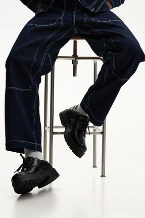 کفش لوفر مشکی مردانه پلی اورتان Bershka - کد 896777305