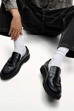 کفش لوفر مشکی مردانه پلی اورتان Bershka - کد 902471946