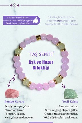 دستبند جواهر صورتی زنانه سنگ طبیعی TAŞ SEPETİ - کد 956131960