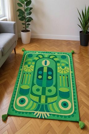 فرش سبز قابل شستشو Rugs Modern Halı - کد 955387576