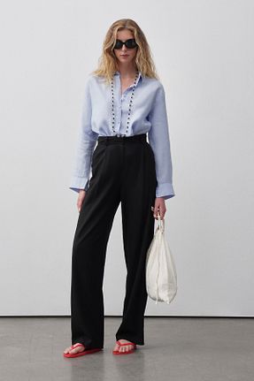 شلوار مشکی زنانه کتان mathilda store - کد 939868639