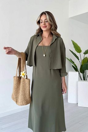 ست بالاتنه و پائین تنه خاکی زنانه بافتنی Sorridi - کد 946659111