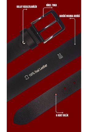کمربند مشکی مردانه چرم خالص genuine leather company eds - کد 66536717